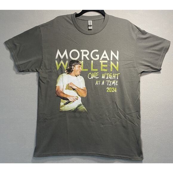 Morgan Wallen One Night at a Time 2024 Tour T Shirt Gray Large Country Music - Picture 1 of 6